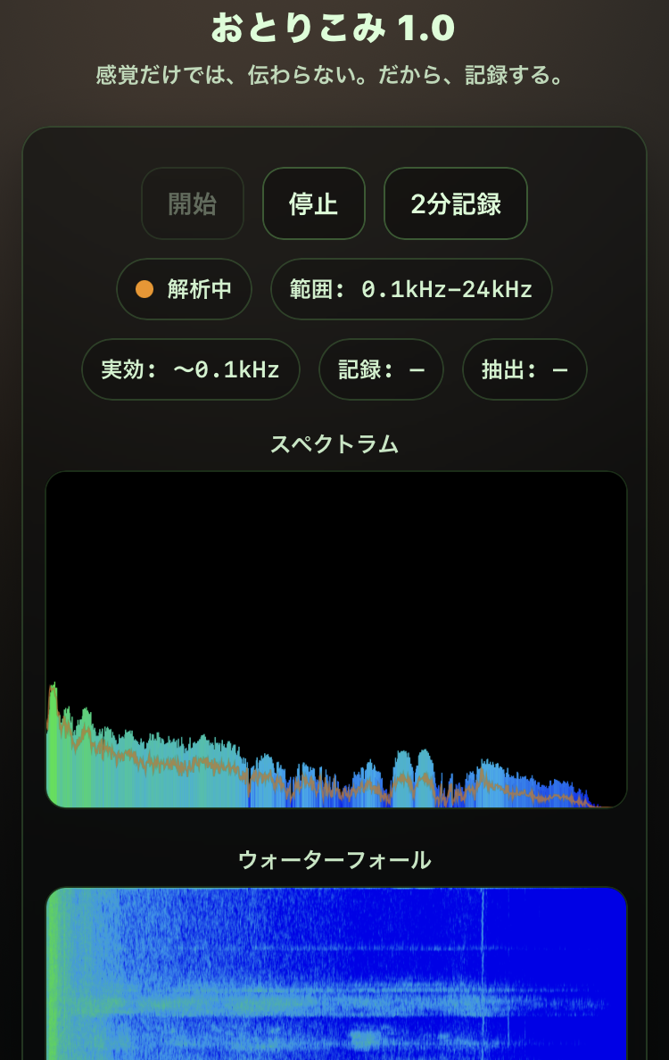 おとりこみ1.0 スペクトル表示画面